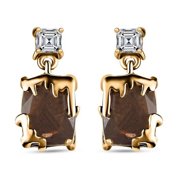 Jewelry - Zawadi Chocolate Sapphire & White Topaz Molten Moments Earrings 18K o/SS NEW